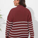 Plus Size Zip-Up Striped Sweater