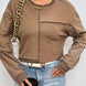 Exposed Seam Round Neck Long Sleeve Sweatshirt