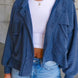 Ribbed Collared Neck Button Up Jacket