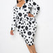 Polka Dot Drop Waist Ruched Midi Dress