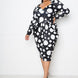 Polka Dot Drop Waist Ruched Midi Dress