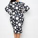 Polka Dot Drop Waist Ruched Midi Dress