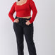 Plus Size Crimson Red Long Mesh Sleeve Sweetheart Neck Detail Structured Crop Top