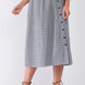 Plus Size Black Gingham Print Side Button Midi Skirt