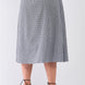 Plus Size Black Gingham Print Side Button Midi Skirt