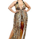 Plus Wild Animal Print Halter Neck Mexi Dress