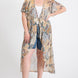 Short Sleeves Long-line Printed Mesh Open Cardigan