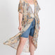 Short Sleeves Long-line Printed Mesh Open Cardigan