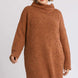 High Cowl Neck Bouclé Long Sleeve Sweater Dress