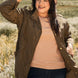 Plus Size Glossy Drawstring Hem Button-down Coach Jacket