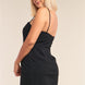 Plus Size Black Sleeveless V-shaped Front Detail Side Slit Tight Fit Mini Dress