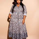 Contrast Animal Print Shirt Dress