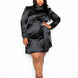 Satin Mock Neck Rouched Mini Dress