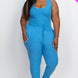 Plus Ribbed Sleeveless Drawstring Jumpsuit