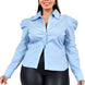 Plus Solid Poplin Puff Sleeve Shirt
