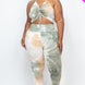 Plus Adjustable Ruched Crop Top And Leggings Set