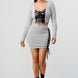 2 Piece Set With Cropped Long Sleeve Shirt With Pu Leather Detail Matching Mini Skirt