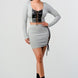 2 Piece Set With Cropped Long Sleeve Shirt With Pu Leather Detail Matching Mini Skirt