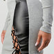 2 Piece Set With Cropped Long Sleeve Shirt With Pu Leather Detail Matching Mini Skirt