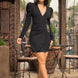 Long Sleeve Overlay Detailed Fashion Dress
