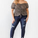 Plus Floral Chiffon Ruched Smocked Off-the-shoulder Top