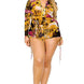 Plus gold & floral pattern print belted romer