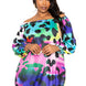 Electric leopard off shoulder bubble mini dress