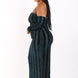 Striped Velvet Off Shoulder Dress