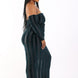 Striped Velvet Off Shoulder Dress