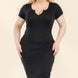 Plus Size Split Neck Bodycon Midi Dress