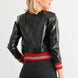 Black & Red Ribbed Vegan Leather Bomber Jacket