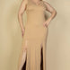 Plus Size Plunge Neck Thigh Split Maxi Dress