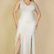 Plus Size Plunge Neck Thigh Split Maxi Dress