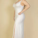 Plus Size Plunge Neck Thigh Split Maxi Dress