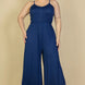 Plus Size Button Front Wide Leg Jumpsuit