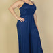 Plus Size Button Front Wide Leg Jumpsuit