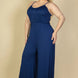 Plus Size Button Front Wide Leg Jumpsuit