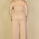 Plus Size Button Front Wide Leg Jumpsuit
