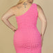 Plus Size Bubble Fabric One Shoulder Bodycon Mini Dress