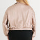 Plus Satin Zip-up Ruched Long Sleeve Cropped Bomber Jacket