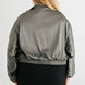 Plus Satin Zip-up Ruched Long Sleeve Cropped Bomber Jacket