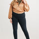 Plus Satin Zip-up Ruched Long Sleeve Cropped Bomber Jacket