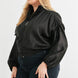 Plus Satin Zip-up Ruched Long Sleeve Cropped Bomber Jacket