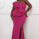 Glitter Ruffle Across Body Plus Size Maxi Dress