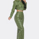 Faux Leather Set With Rhinestone Detail