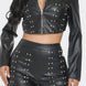 Faux Leather Set With Rhinestone Detail