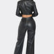 Faux Leather Set With Rhinestone Detail
