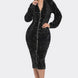 Midi 2 Way Zip Up Sequin Contrast Dress