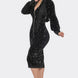 Midi 2 Way Zip Up Sequin Contrast Dress