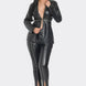 Pu Leather Zipper Pant Set